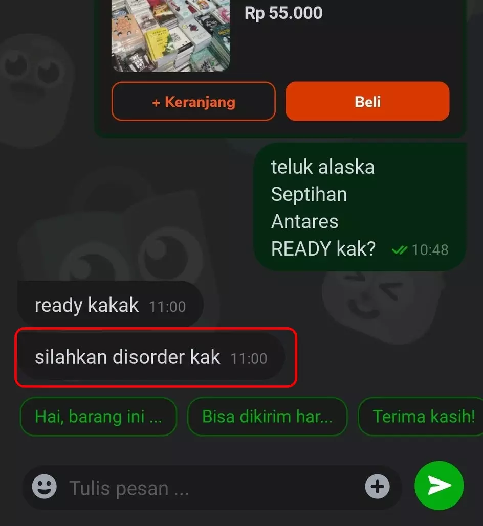 Chat typo transaksi jual beli © Twitter