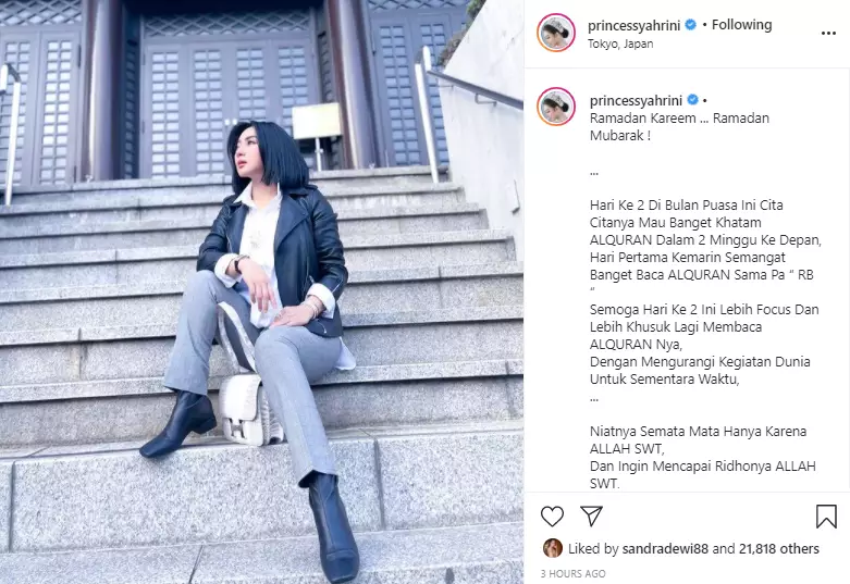 Syahrini sebut ingin khatam Alquran Instagram
