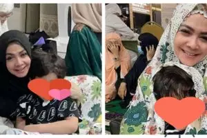 7 Momen tarawih Rieta Amilia & Nagita, diimami Syekh Muhammad Jaber