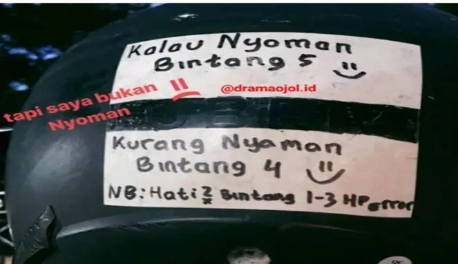 Tulisan lucu di helm driver © berbagai sumber Tulisan lucu di helm driver © berbagai sumber