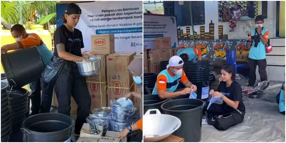 awkarin volunteer penyintas banjir NTT   © 2021 brilio.net