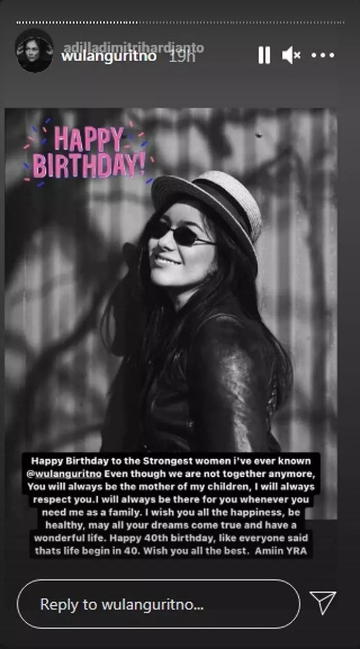 ucapan aldilla dimitri diultah wulan guritno © instagram