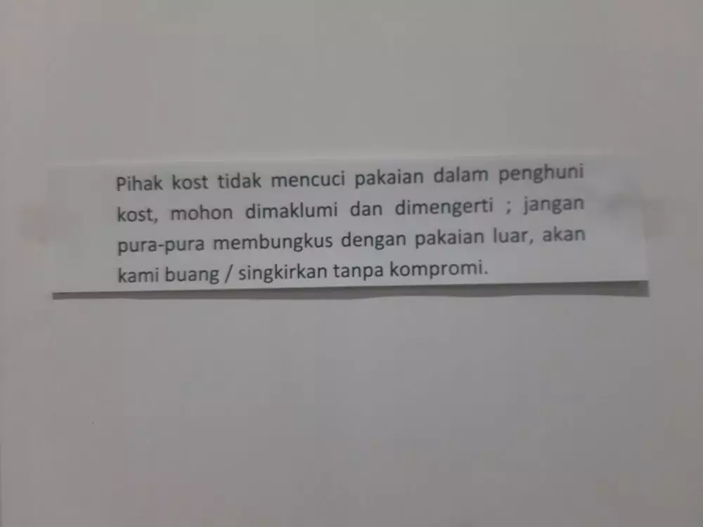 Pengumuman soal fasilitas kos © berbagai sumber
