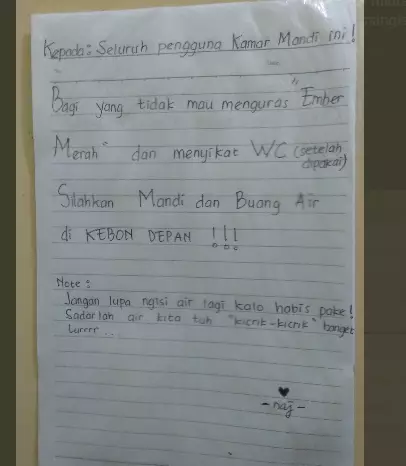 Pengumuman soal fasilitas kos © berbagai sumber