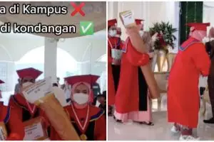 Tak ada wisuda di kampus, rombongan pemuda pakai toga di kondangan