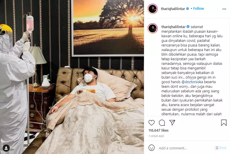 momen Thariq Halilintar jalani swab hingga dirawat Instagram