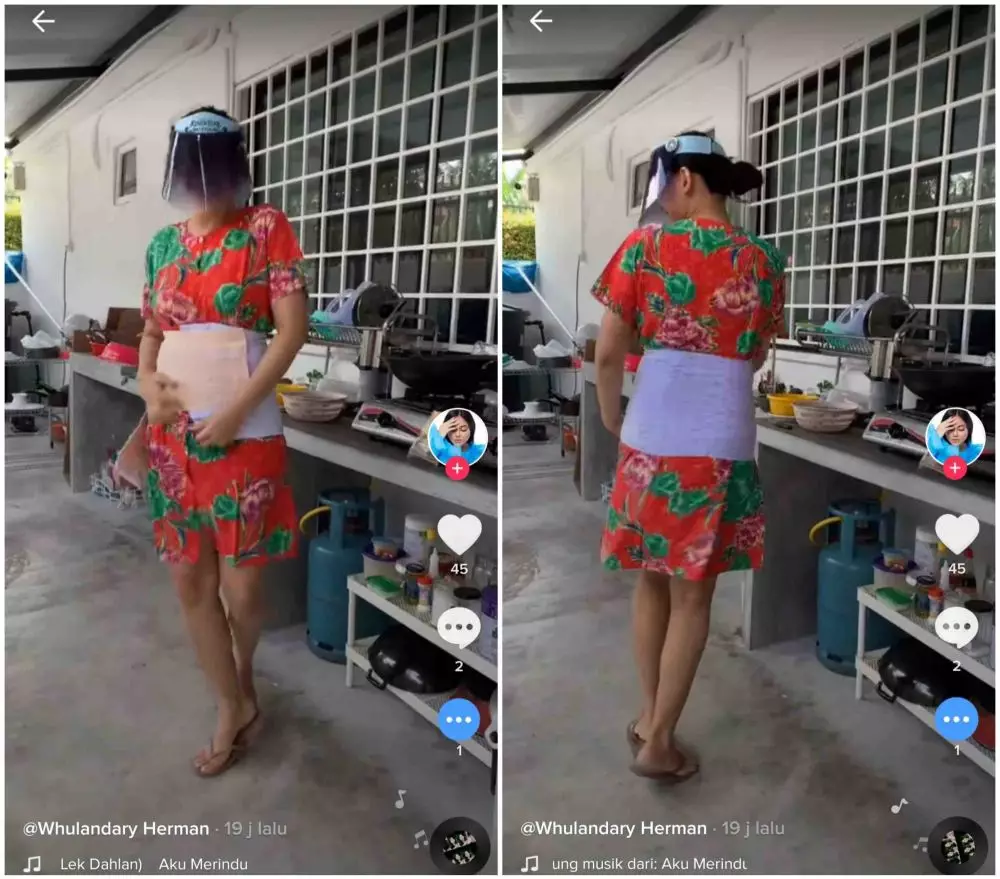 whulandary herman masak pake face shield dan korset © 2021 brilio.net