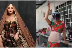 8 Momen kocak Whulandary Herman memasak pakai face shield dan korset