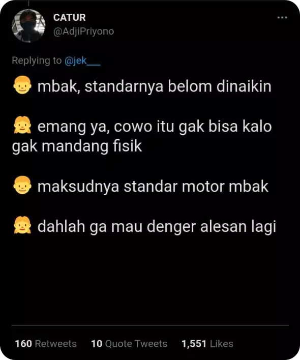 Obrolan imajinatif cewek salah paham © Twitter Obrolan imajinatif cewek salah paham © Twitter