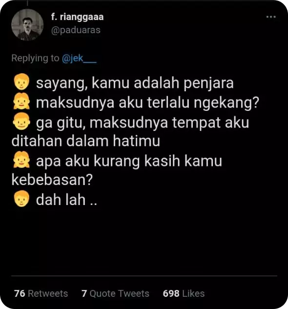 Obrolan imajinatif cewek salah paham © Twitter Obrolan imajinatif cewek salah paham © Twitter