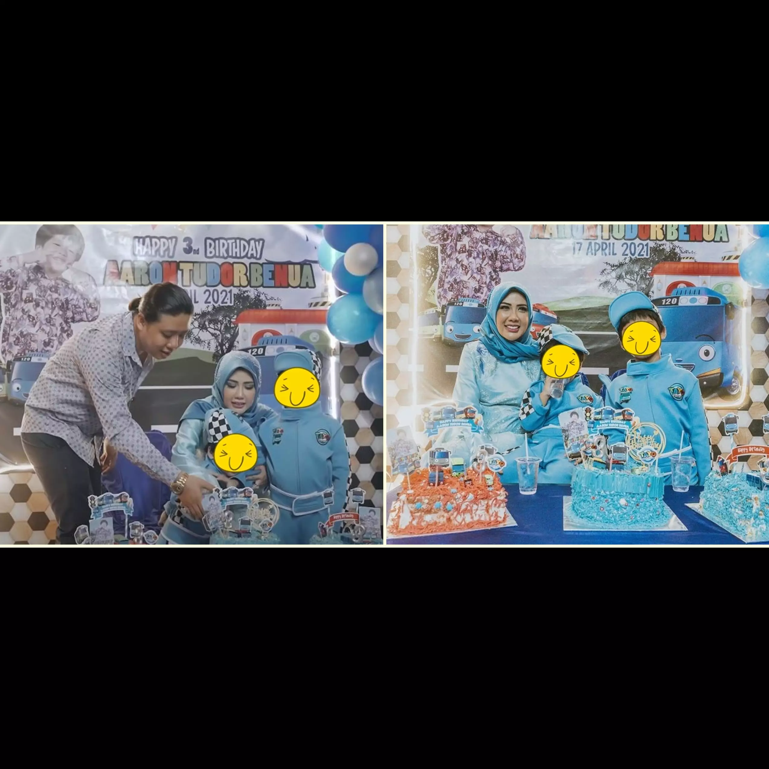 10 Momen perayaan ultah anak Rey Utami, usung tema Tayo serba biru