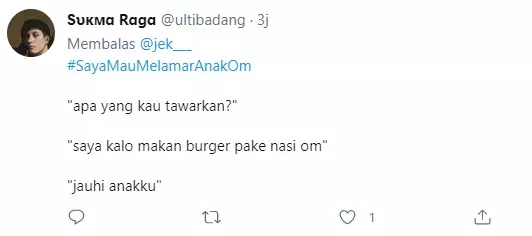 Cuitan lucu Saya Mau Melamar Anak Om © berbagai sumber Cuitan lucu Saya Mau Melamar Anak Om © berbagai sumber
