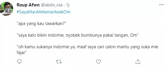 Cuitan lucu Saya Mau Melamar Anak Om © berbagai sumber Cuitan lucu Saya Mau Melamar Anak Om © berbagai sumber