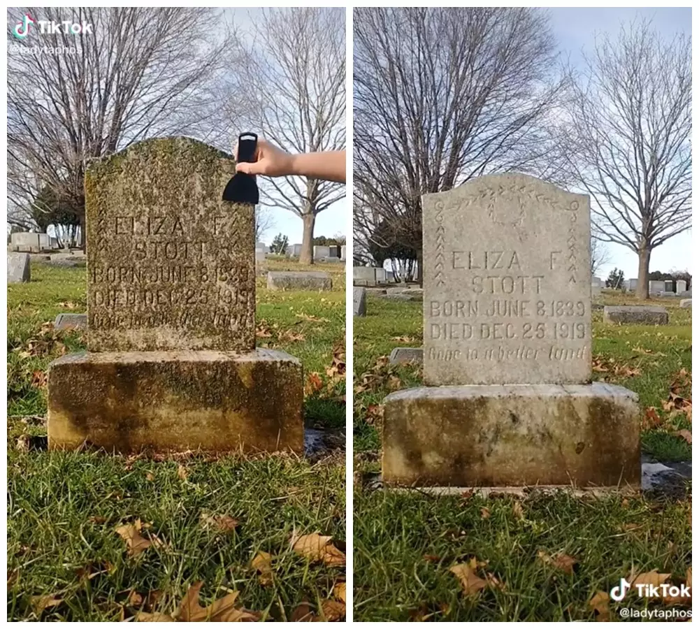 bersihkan makam obati stres © TikTok