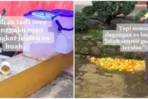 Kisah pilu penjual es dagangannya tumpah tak tersisa, ini sebabnya