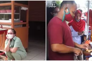 10 Potret Ussy Sulistiawaty kulineran kaki lima, sudah langganan