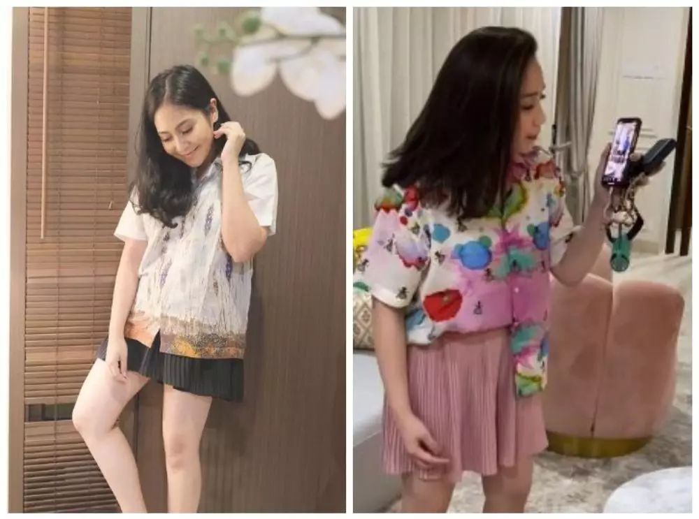 Beda gaya fashion Nagita Slavina dan Caca © berbagai sumber