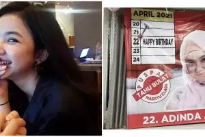 7 Momen ulang tahun Adinda Azani, dapat spanduk ucapan 'caleg'