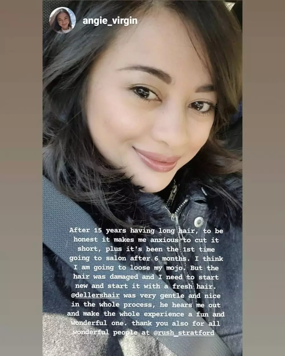 angie virgin potong rambut © Instagram