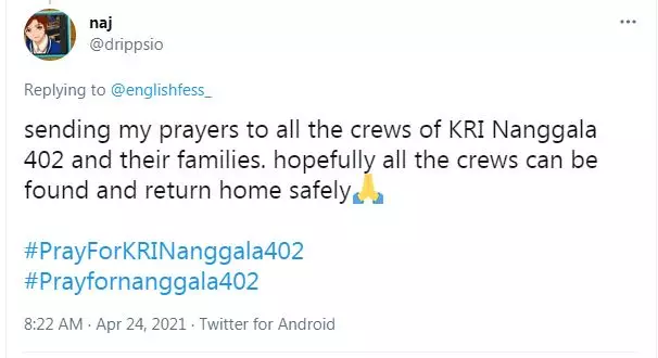cuitan pray for kri nanggala-402 © 2021 Twitter