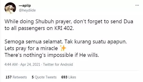 cuitan pray for kri nanggala-402 © 2021 Twitter