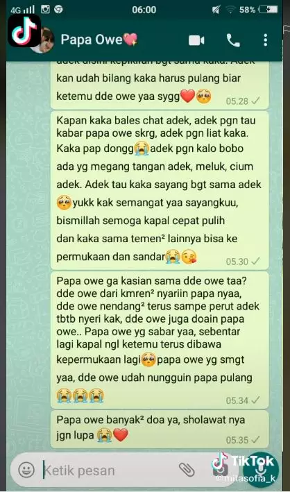 Ini curhatan istri kru kapal selam KRI Nanggala-402 TikTok© 2021 brilio.net