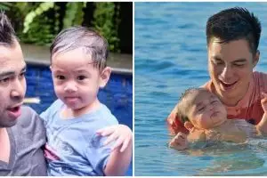 10 Beda gaya Raffi Ahmad dan Baim Wong saat momong anak
