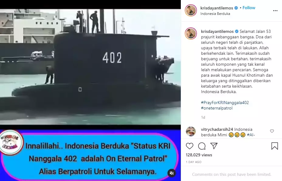ucapan belasungkawa seleb untuk KRI Nanggala-402 berbagai sumber ucapan belasungkawa seleb untuk KRI Nanggala-402 berbagai sumber