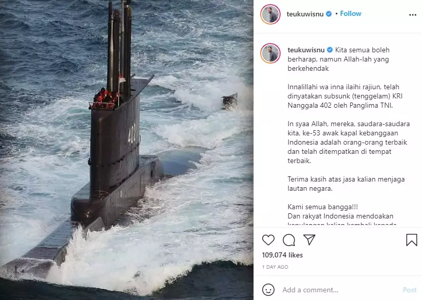 ucapan belasungkawa seleb untuk KRI Nanggala-402 berbagai sumber ucapan belasungkawa seleb untuk KRI Nanggala-402 berbagai sumber