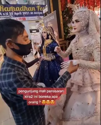 manusia kerja jadi manekin TikTok