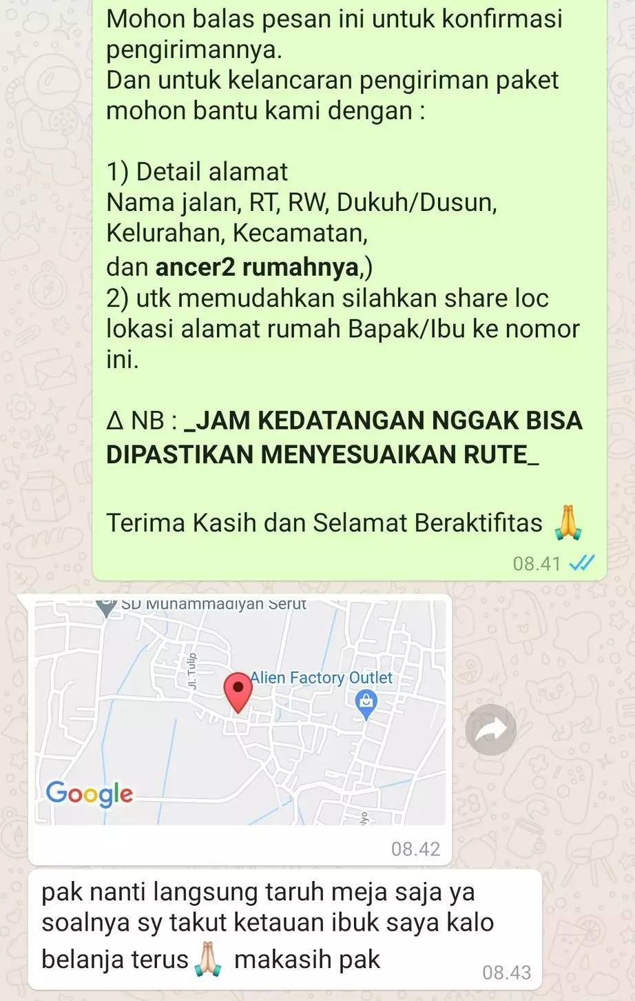 Balasan chat customer paket © Twitter