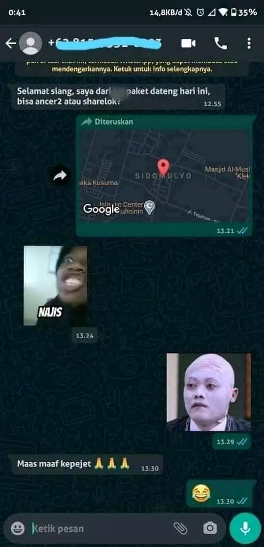 Balasan chat customer paket © Twitter