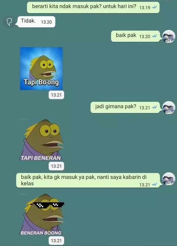 Balasan chat dosen pakai stiker © berbagai sumber