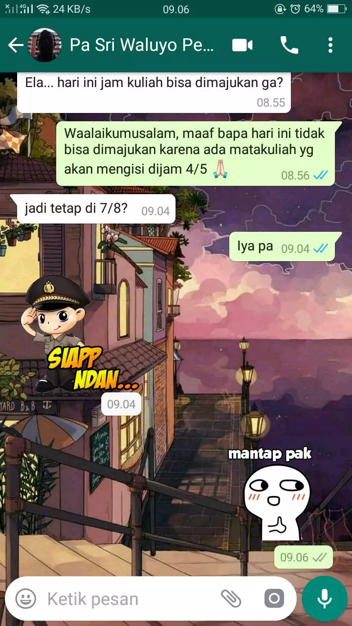 Balasan chat dosen pakai stiker © berbagai sumber