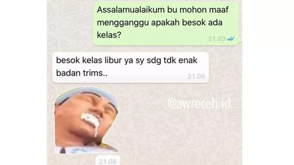 Balasan chat dosen pakai stiker © berbagai sumber