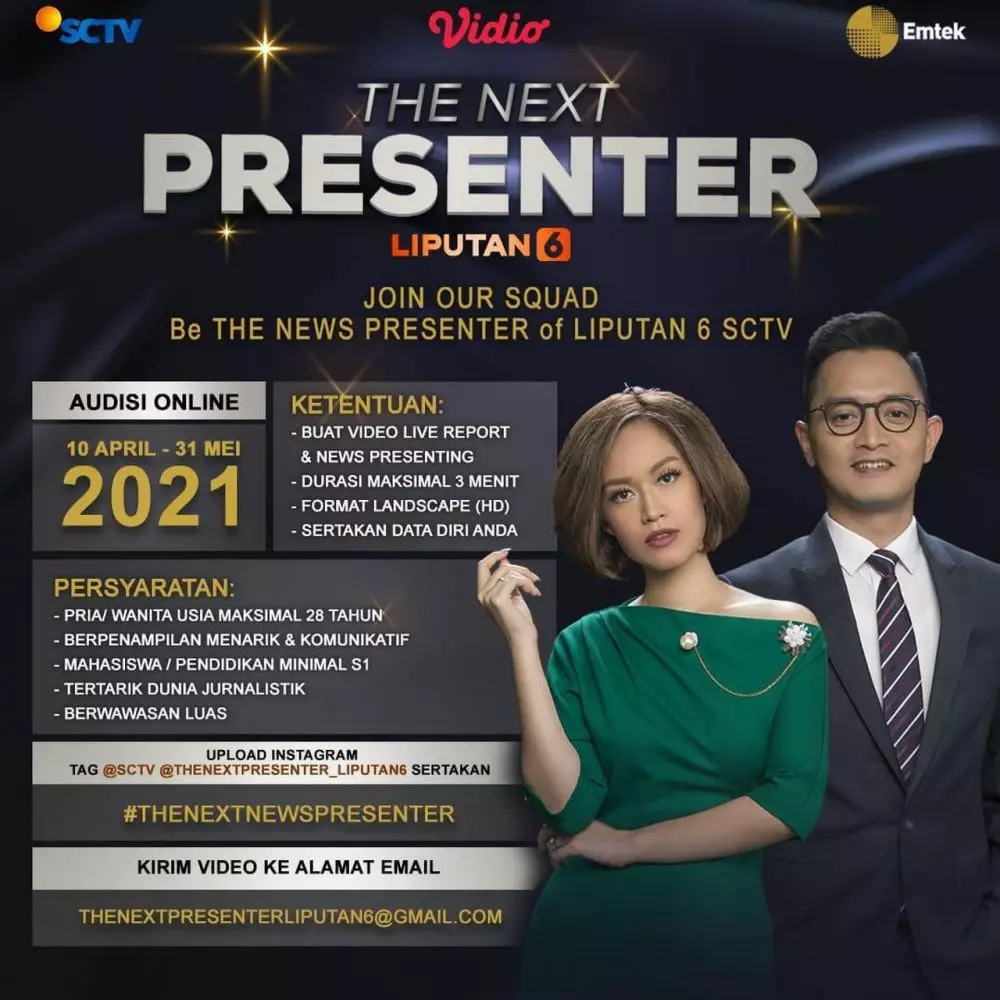 Ingin jadi presenter Liputan 6 SCTV? Yuk, daftar dan kirim videomu! Liputan6.com