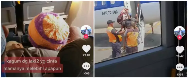 Viral anak gendong ibunya di bandara hingga naik pesawat, bikin haru