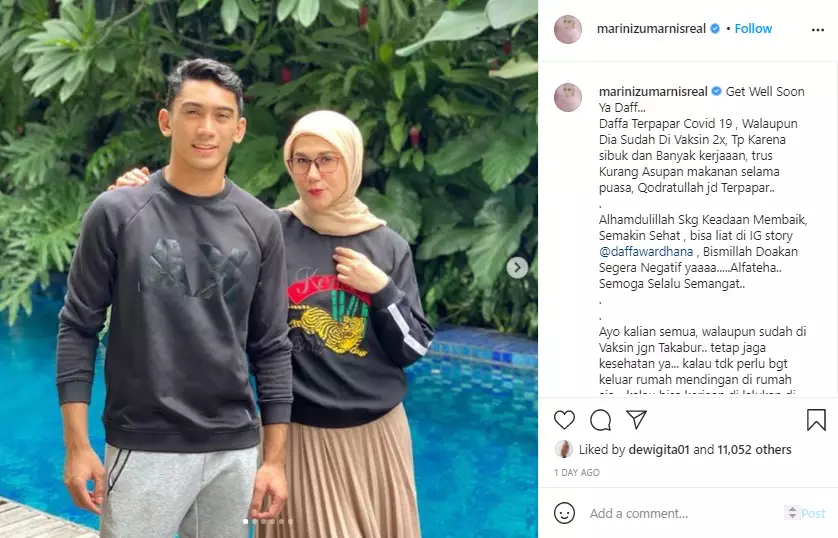 Cerita Marini Zumarnis tentang Daffa Wardhana Instagram