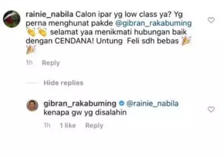 Gibran komentari fotonya bareng Nadya Arifta © 2021 brilio.net