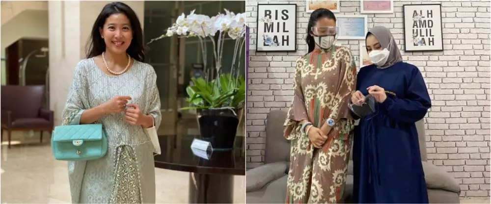Beda gaya Marcella Zalianty dan Olivia Zalianty saat kenakan kaftan © 2021 brilio.net