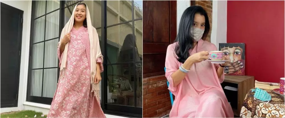 Beda gaya Marcella Zalianty dan Olivia Zalianty saat kenakan kaftan © 2021 brilio.net