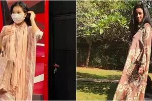 8 Beda gaya Marcella Zalianty dan Olivia Zalianty saat kenakan kaftan