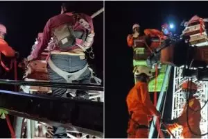 Aksi penyelamatan pekerja tower yang terjepit di ketinggian 15 meter