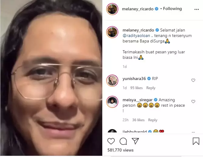 Ungkapan seleb untuk Raditya Oloan © Instagram Ungkapan seleb untuk Raditya Oloan © Instagram