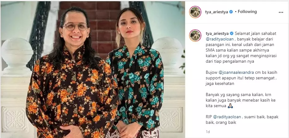 Ungkapan seleb untuk Raditya Oloan © Instagram Ungkapan seleb untuk Raditya Oloan © Instagram