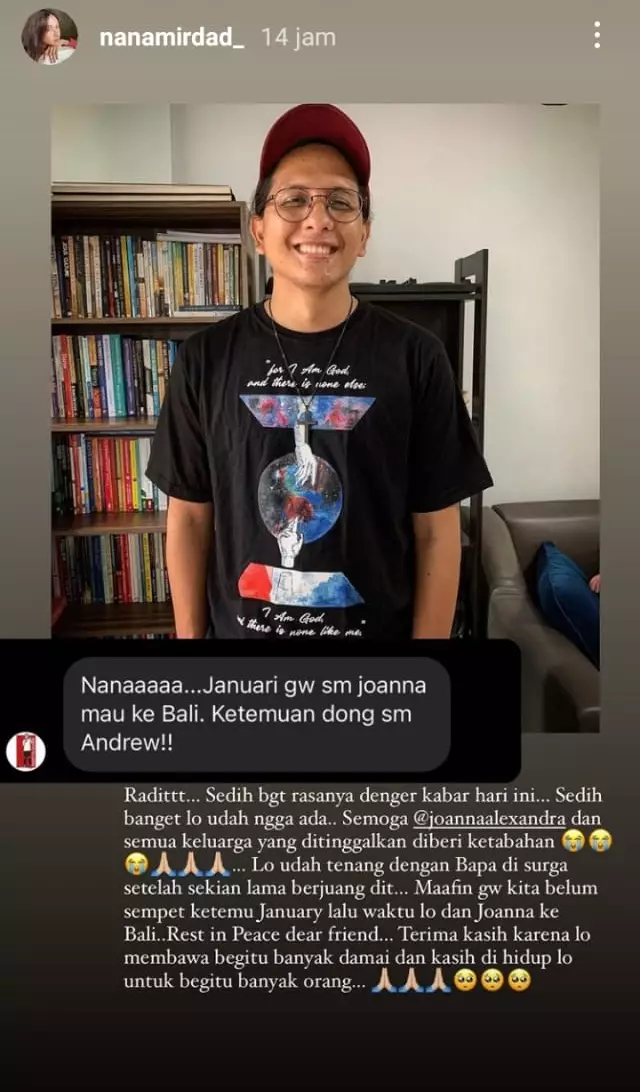 Ungkapan seleb untuk Raditya Oloan © Instagram Ungkapan seleb untuk Raditya Oloan © Instagram