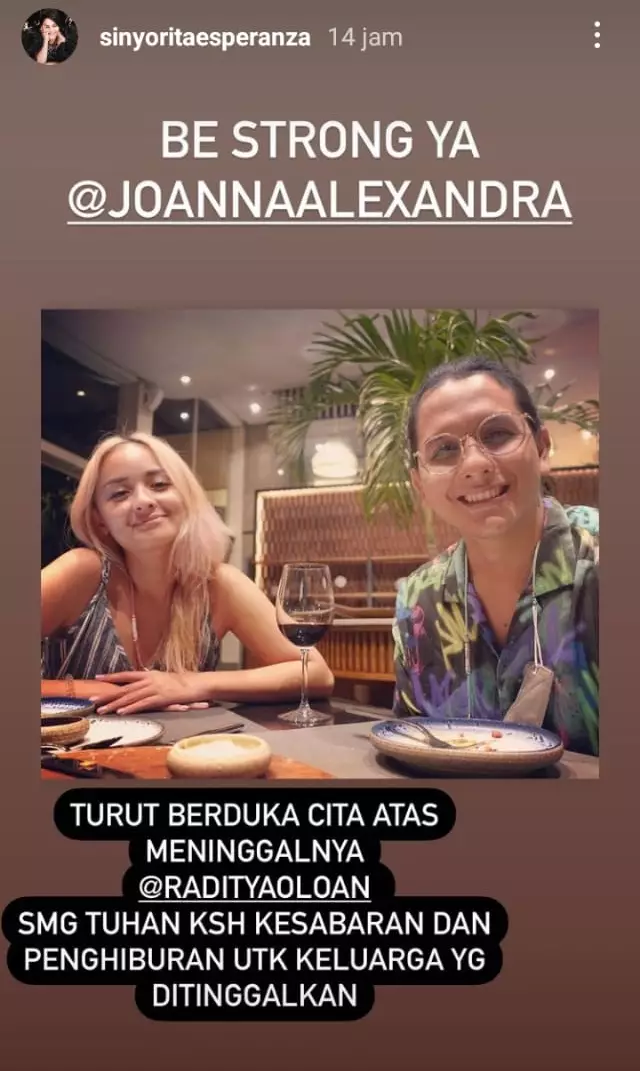 Ungkapan seleb untuk Raditya Oloan © Instagram Ungkapan seleb untuk Raditya Oloan © Instagram