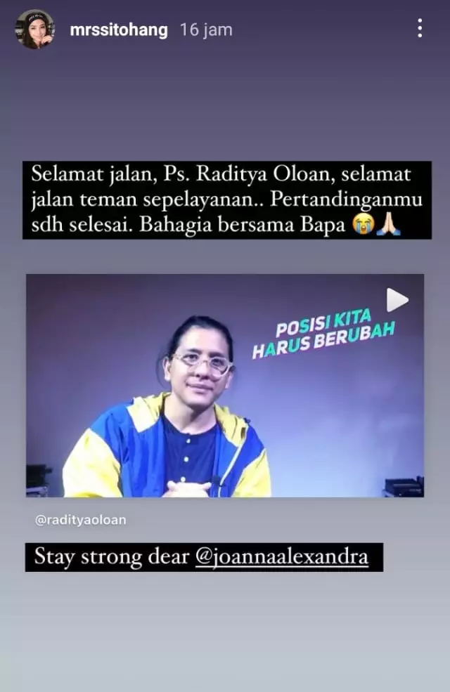 Ungkapan seleb untuk Raditya Oloan © Instagram Ungkapan seleb untuk Raditya Oloan © Instagram