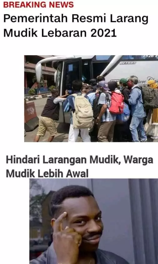 meme lucu larangan mudik Berbagai sumber
