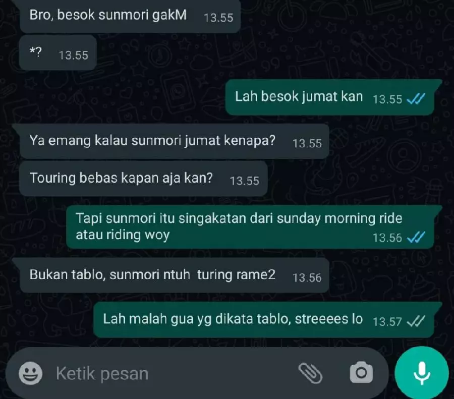 Chat WA pakai bahasa Inggris © berbagai sumber